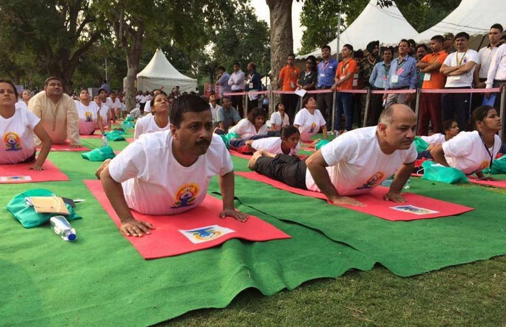 Delhi Chief Minister performing Yoga
