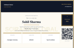 Shimla’s Dr Sahil Sharma Ranked Among Top 5% Scientists in 2025 SciRank Global Registry